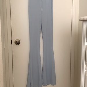 Ribbed blue flare pants